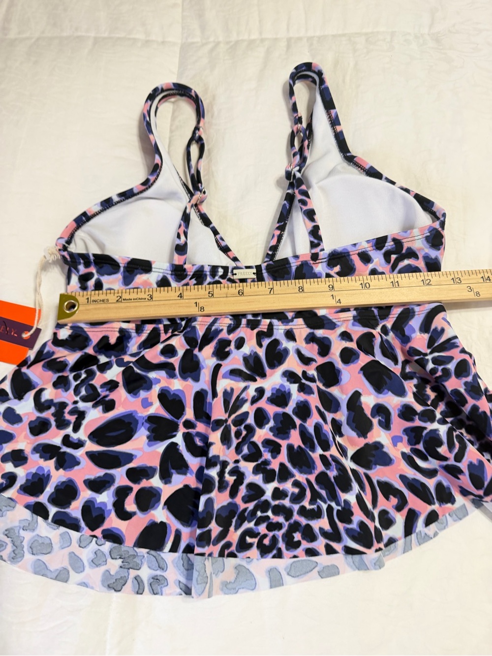 NWT Freely Leopard Print Tankini Top Pink Purple Swim Top A-Line Flowy - Picture 4 of 6